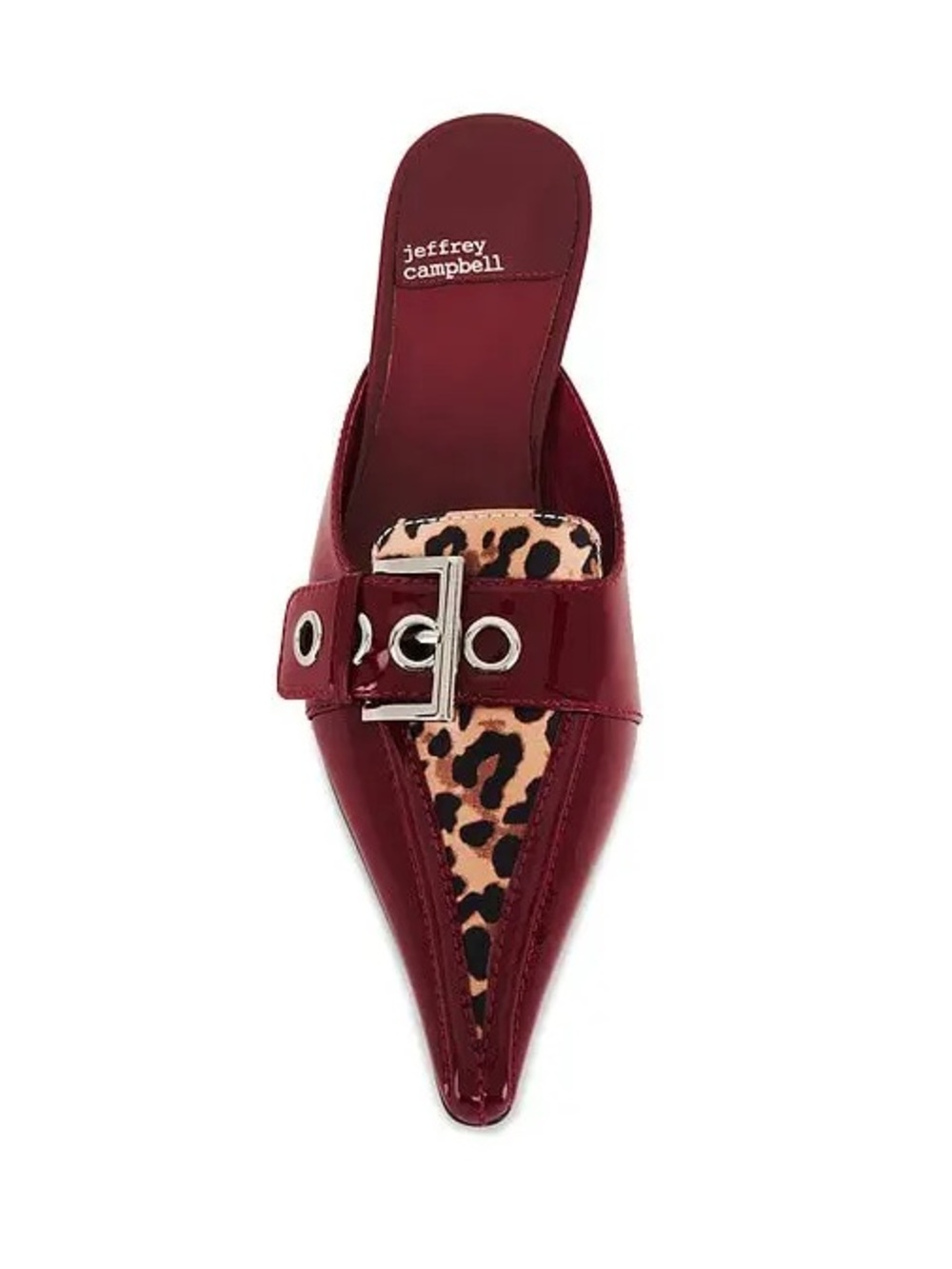 Jeffrey Campbell Women's Burgundy Pointed Mule with Leopard Inset